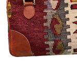 Vintage EM MAY Kilim and brown leather satchel shoulder bag. Photo 8