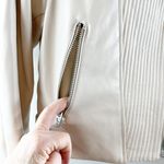 BLANK NYC  Faux Leather Long Sleeve Crop Asymmetric Full Zip Moto Jacket Cream M Photo 10