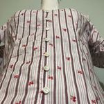 Belle Sky NWOT Red White Floral Poplin Blouse Top Photo 4