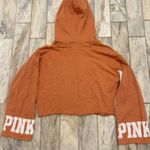 PINK - Victoria's Secret  women's small peach/white 1/2 zip crop top hoodie Photo 3