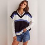 We The Free  Free People Tommi Striped Sweater Vest Black White Purple M Photo 2