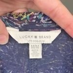 Lucky Brand  Navy Paisley Print Short Sleeve Top Size Medium Photo 3