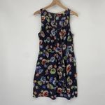 Rebecca Taylor Fit & Flare Dress Silk Sheer Navy Floral Print Sleeveless Women 8 Photo 0