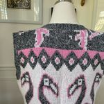 Vintage 80s Jolie Flamingo Pink Grey White Sweater Vest M Size M Photo 7