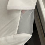 Lafayette 148  white long sleeve sheer beaded shoulder button down blouse 6  Photo 3