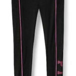 PINK - Victoria's Secret Victoria's Secret PINK Ultimate Black Mesh Leggings XS High‎ Rise Hot Pink Logo Photo 0