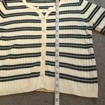 SheIn DAZY Green & Beige Striped Ribbed Short Sleeve Cardigan Photo 5