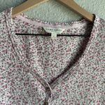 Laura Ashley 💗 Pink Floral V-neck Button Short Sleeve Top Photo 2