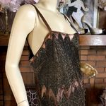 VINTAGE 1980'S KANAR LEATHER AND MESH SHARK BITE HEM COCKTAIL DRESS & JACKET (M) Brown Size M Photo 9