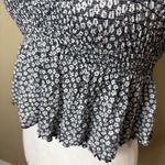 Urban Outfitters  Navy Blue Floral Ruched Crop Top Cap Sleeves Size XS Photo 3