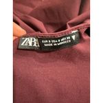 ZARA  Burgundy Cropped Long Sleeve Tie Back Shirt Womens Size S Photo 3
