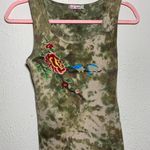 Tye Dye Embroidered Tank Top With Birds And Flowers Detailing Photo 0