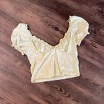 Topshop  pastel light yellow cropped ruffle sleeve top Photo 0