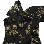 Milly of New York Black Gold Metallic Textured One Shoulder Bow Mini Dre… Size 2 Photo 6