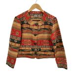 Chico's Southwest Folk Boho Jacket Womens 1 M/8 Metal Button Pockets Aztec Print Photo 1