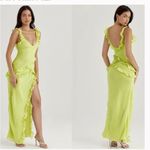 House Of CB HOUSE OF‎ CB 'Pixie' Lime Ruffle Maxi Dress NWOT size XS Photo 10