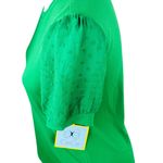 CeCe NWT  Green Dotted Puff Sleeve Mixed Media Stretch Blouse Top Size XS Photo 6