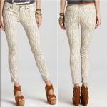 Free People Womens Zig Zag Zipper Crop Skinny Denim Jeans Beige Blue Brown Sz 28 Photo 1