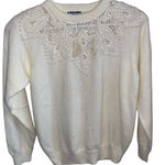 Alfred Dunner vintage cream pearl and lace sweater by Photo 0