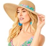 Lilly Pulitzer New  Straw Sun Pool Beach Hat Multi Journey to the Jungle trim Photo 0