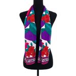 Liz Claiborne VTG Floral Neck Scarf Red Purple Pink Green Photo 1