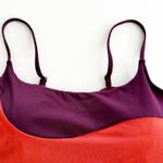 Athleta [] Orange Purple Asymmetrical Colorblock Scoop Neck Bikini Top Size XL Photo 7