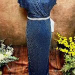 Mac Duggal  Beaded Butterfly Sleeve Column Gown - Midnight - size 8 Photo 4