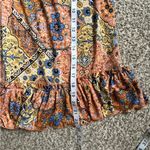 MELLODAY 🦋  Off the Shoulder Orange Yellow Paisley Mid Sleeve Boho Blouse Medium Photo 4