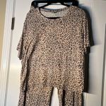 WOMENS XXL 2X NATURAL LEOPARD HONEYDEW 2 PIECE JERSEY PAJAMAS SET CROP PANT Tan Photo 1