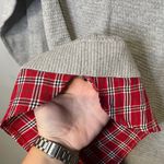 Christopher & Banks  Grey Sweater Red plaid Holiday 100% Cotton Stretch Size XL Photo 2