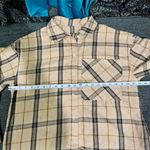 Women Plaid Tan & Black Collared Long Sleeve Buttondown Relaxed Fit Shirt Sz L Size L Photo 14