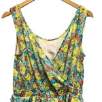 BCBGMAXAZRIA  Floral‎ Yellow, Blue, Orange Midi Short Sleeve Dress Medium Photo 3