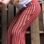 Pretty Little Thing Striped Red Flare Pants Photo 0