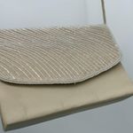 Sasha Flaws Champagne Satin Crossbody Beaded Bag Purse Formal Photo 2