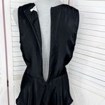 Bar III  Vintage Tribal Pattern Mixed Media Peplum Hem Sleeveless Top Teal Black Photo 6