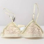 Anemone Bralette Cream Ivory Sz Small Triangle Unlined No Pads Stretch Bra Clasp Photo 0