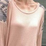 Vanilla Bay Tan Waffle Aztec Inset Shoulder Long Sleeve Top Women's SZ Large NWT Photo 11