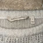 Soft Surroundings  White Silver Thread Cable Knit Long Sleeve Sweater‎ Size L Photo 1