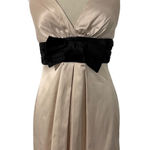 Charlotte Russe Vintage Y2K  Champagne Satin Black Bow V Neck Cocktail Dress M Photo 0