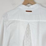 Birds of Paradis by Trovata Cotton Popover Button Blouse Shirt White Photo 5