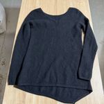 Garnet Hill  Black Long Sleeve 100% cashmere crewneck asymmetrical Sweater XSmall Photo 4