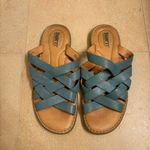 Born Shoes Born Isle Slide Leather Slip-On Sandal Women’s size 7 in Turquoise Blue Photo 6