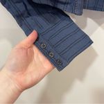 Natural Life  Ana Lace Button Down Crop Top S Navy Long Sleeve Cotton Linen Photo 2