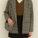 J Crew sophie open merino wool glen plaid sweater blazer large preppy academia Photo 0