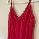 Victoria's Secret  Red Lace Chemise Lingerie Camisole Lettuce Hem Slip Top Size L Photo 2