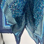 J. McLaughlin ‎ Blue Geometric Print Silk Chiffon Handkerchief Scarf Midi Dress XS Photo 5