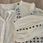 India Collection Emerson Fry Long Sleeve Button Down Pullover Blouse Top XS White Photo 6