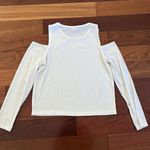 ZARA | Cold Shoulder White Ribbed Long Sleeve Top Medium Lightweight Photo 3