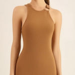 Francesca's NWT  Womens Medium Beige Tank Dress Sleeveless Ribbed Knit Midi Photo 0