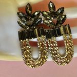 Bebe   Gray rhinestone and gold tone  statement earrings Photo 4